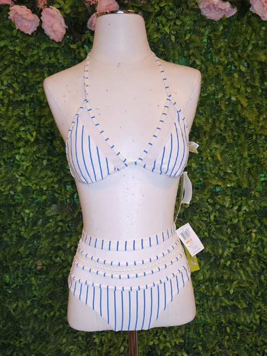 Gianni Bini Other - Gianni Bini White and Blue Striped High-Waist Bikini